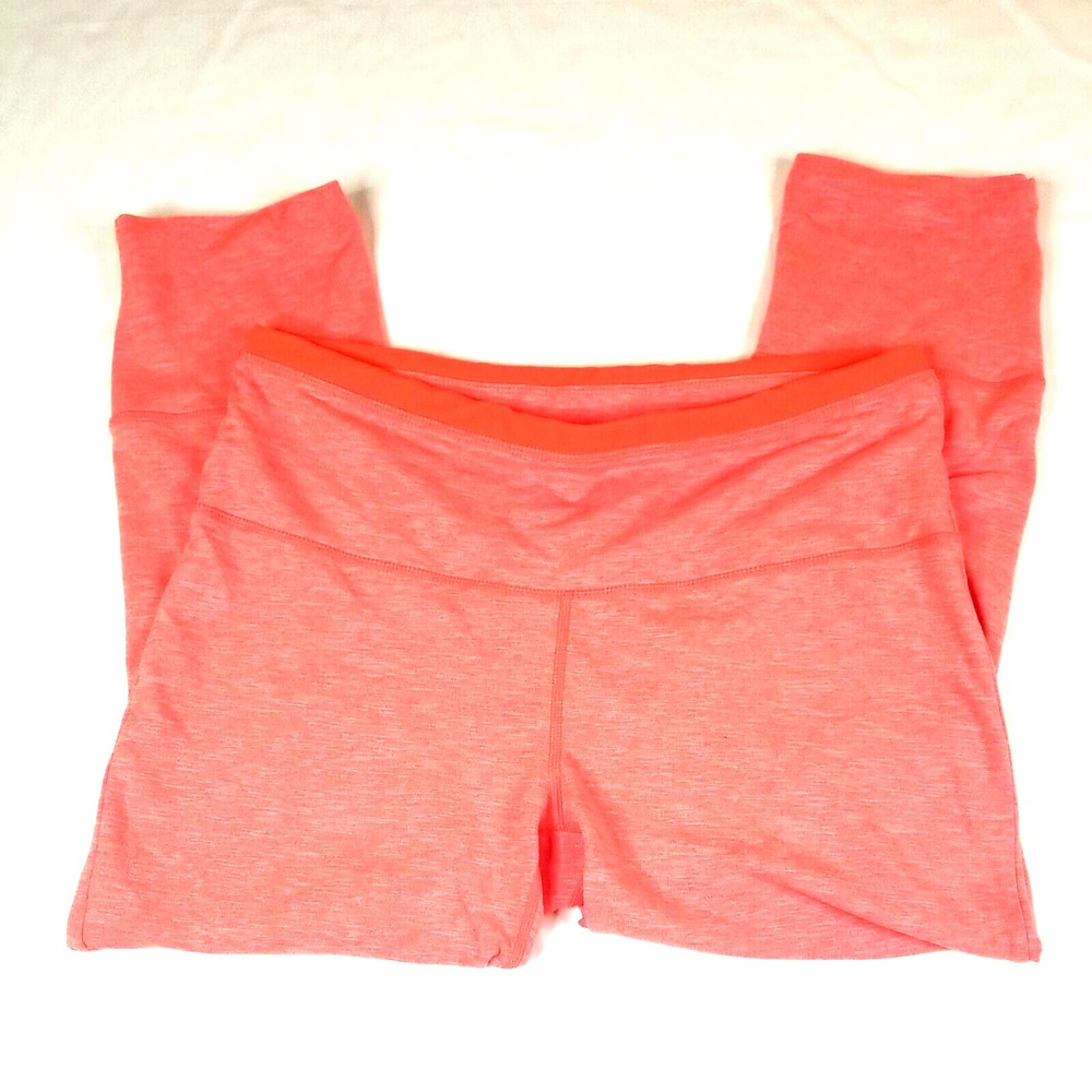 PrAna Tori Cropped Capri Athletic Yoga Running Coral Orange Leggings L